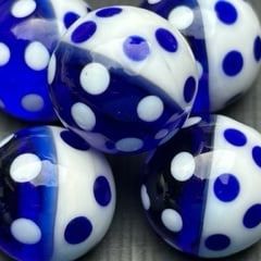 Half en half gestipt - donkerblauw 16mm
